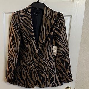 INC International Concepts Zebra Pattern Blazer - Black and Brown